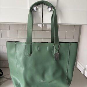 Coach Green Leather Tote Bag